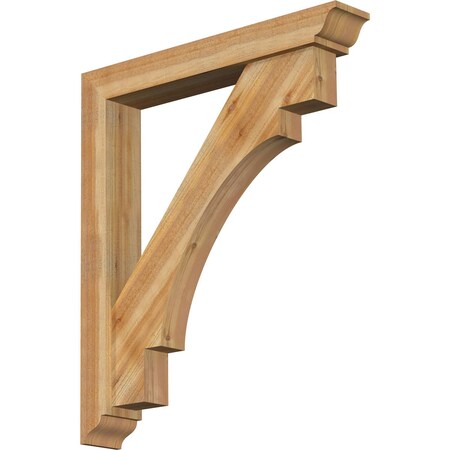 Ekena Millwork Merced Traditional Rough Sawn Bracket w/ Offset Brace, Western Red Cedar, 6"W x 38"D x 44"H BKT0604X38X44MRC01RWR